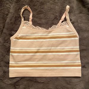 Aerie Striped Cropped Tank/Bralette